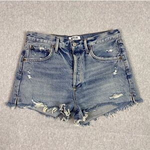 Agolde Shorts Size 28 Jaden High Rise Cut Off Short Distressed Denim Button Fly